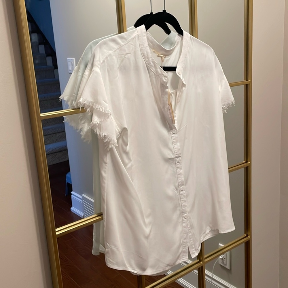 NWT MYSTREE washed button down blouse L